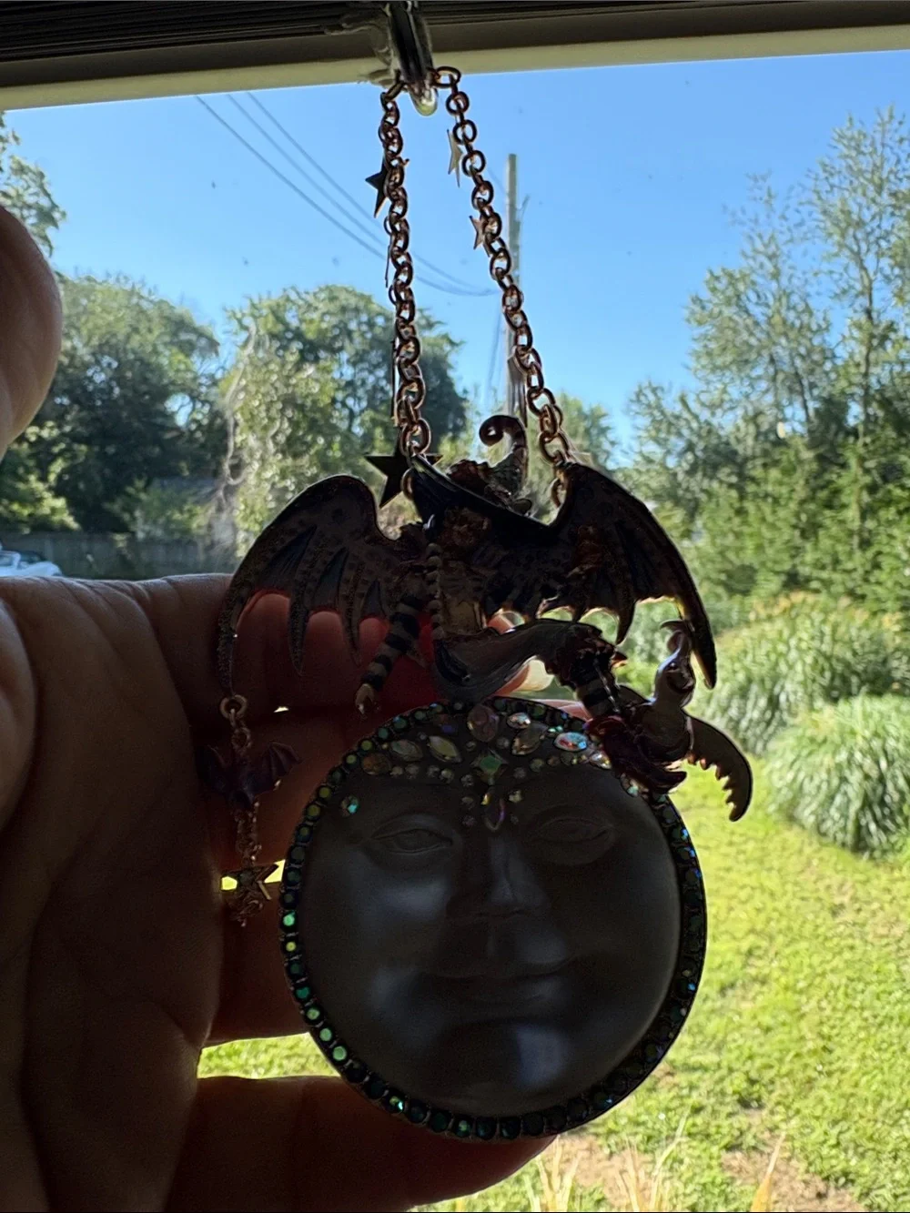Kirk’s Folly Mystical Halloween Witch & Moon Window Charm, Hang in Car Window